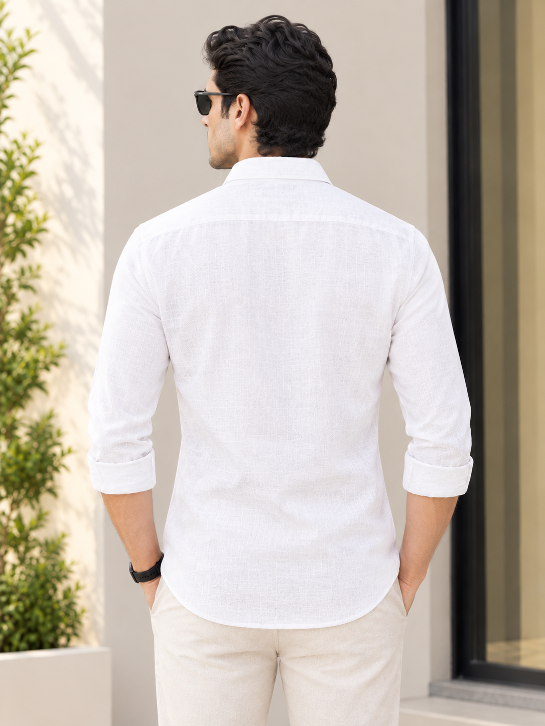 Men's Premium White Textured Casual Shirt