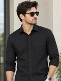 Men's Premium Black Textured Casual Shirt