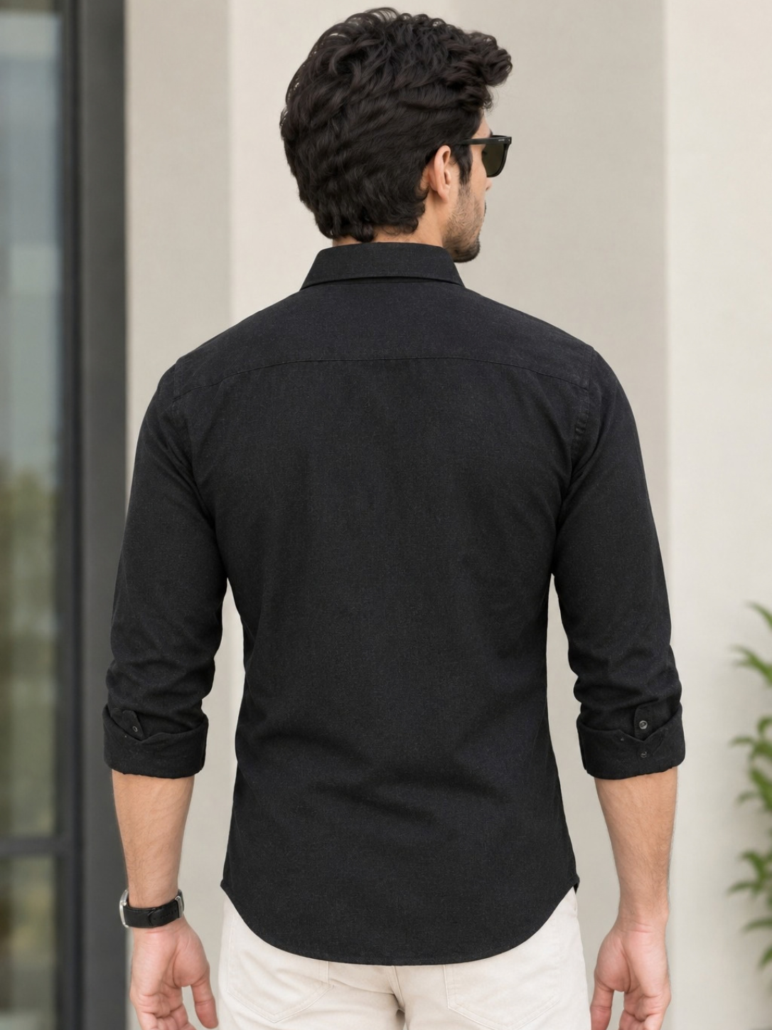 Men's Premium Black Textured Casual Shirt