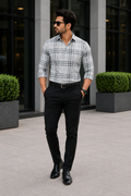 Men's Grey Checked Slim Fit Shirt