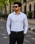 Men's White & Blue Casual Shirt