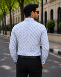 Men's White & Blue Casual Shirt
