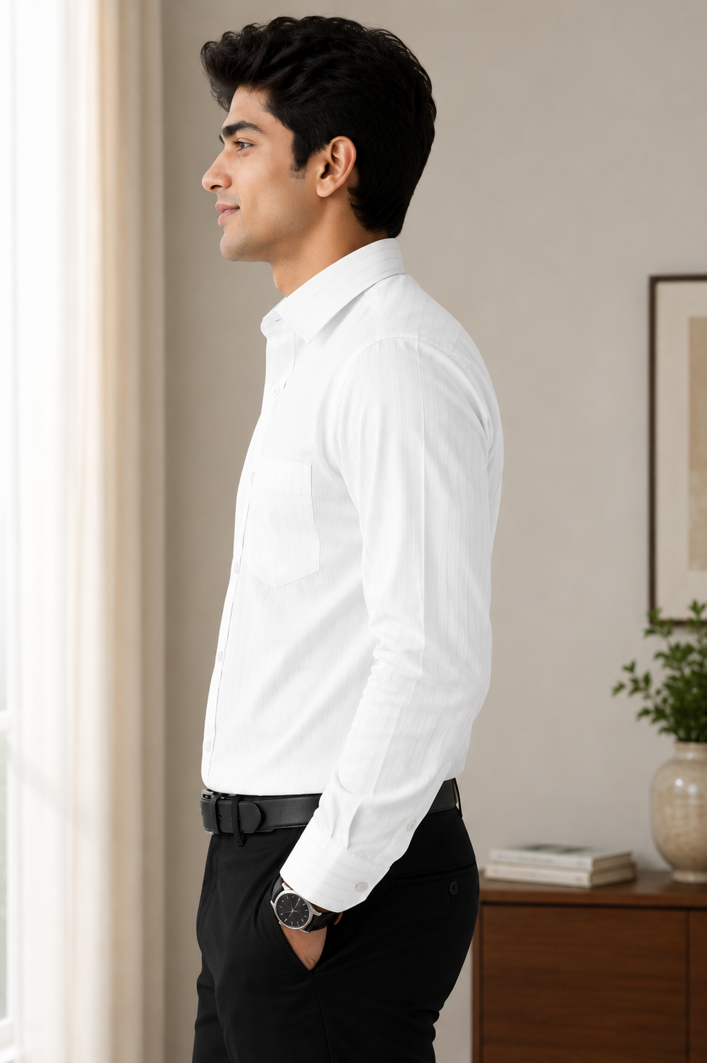 Classic White Textured Formal Shirt