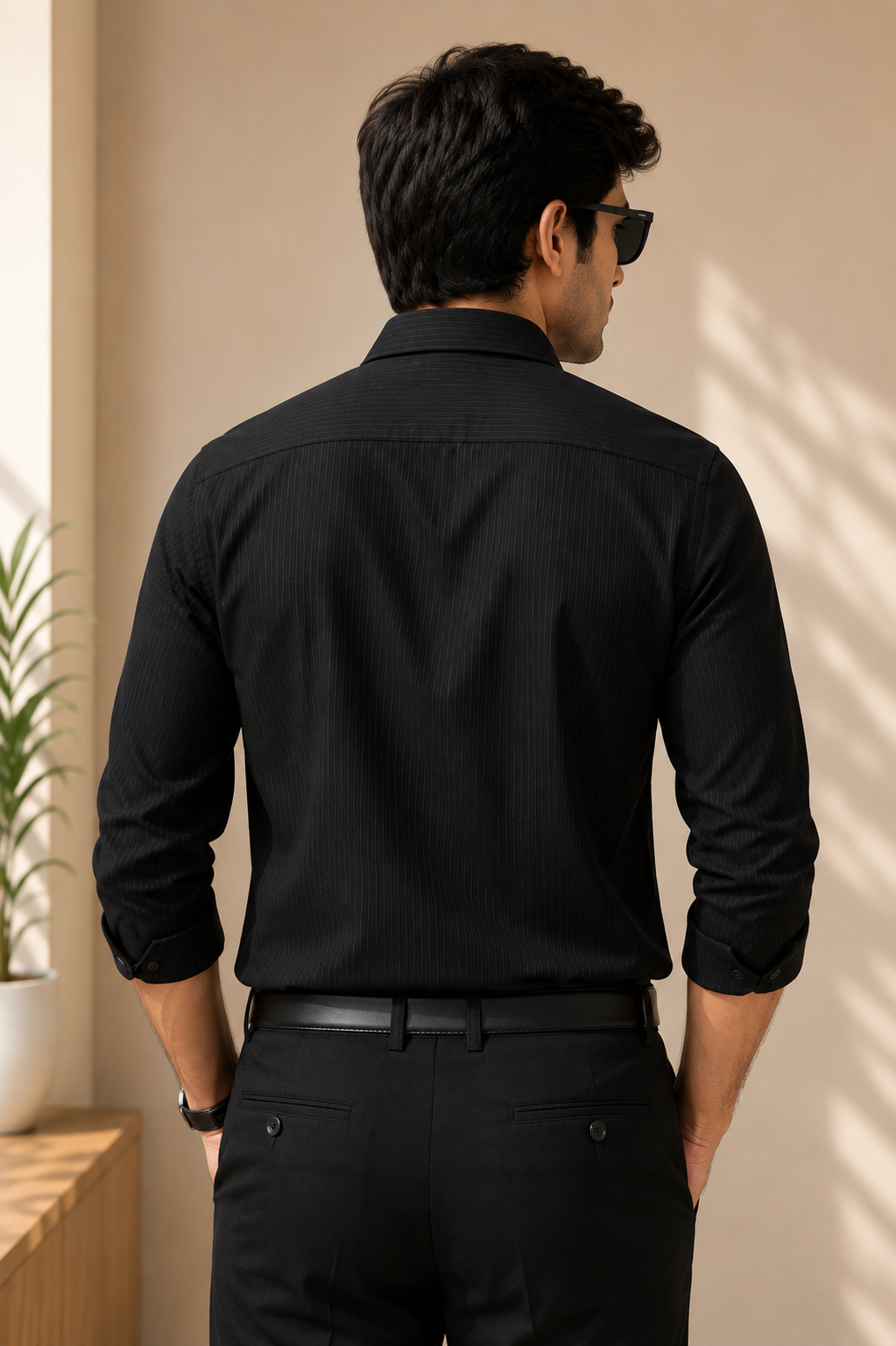 Midnight Black Textured Formal Shirt