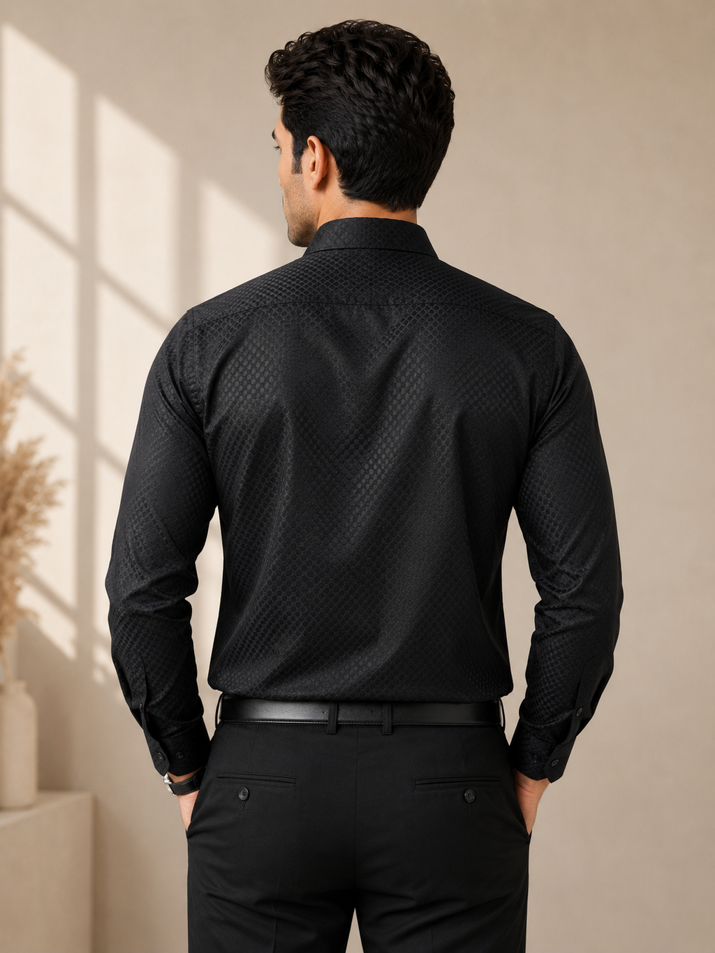 Onyx Black Jacquard Formal Shirt
