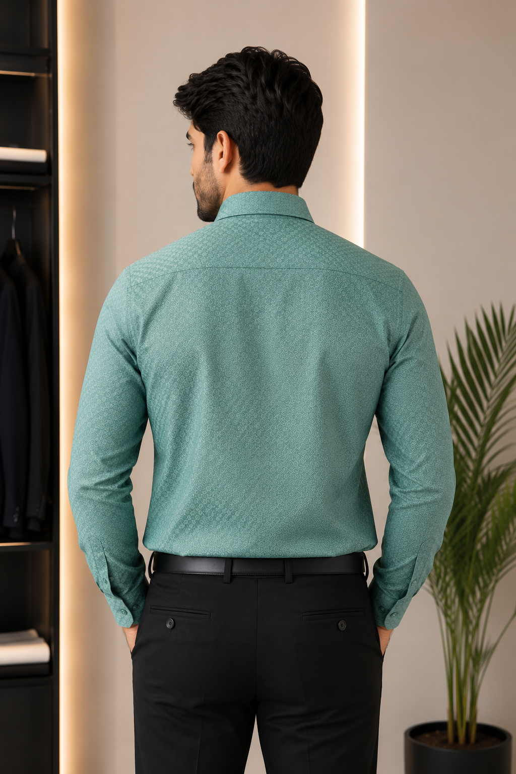 Mint Sage Jacquard Formal Shirt
