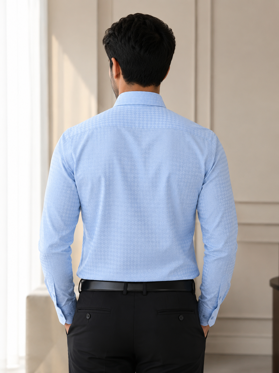 Sky Blue Jacquard Formal Shirt