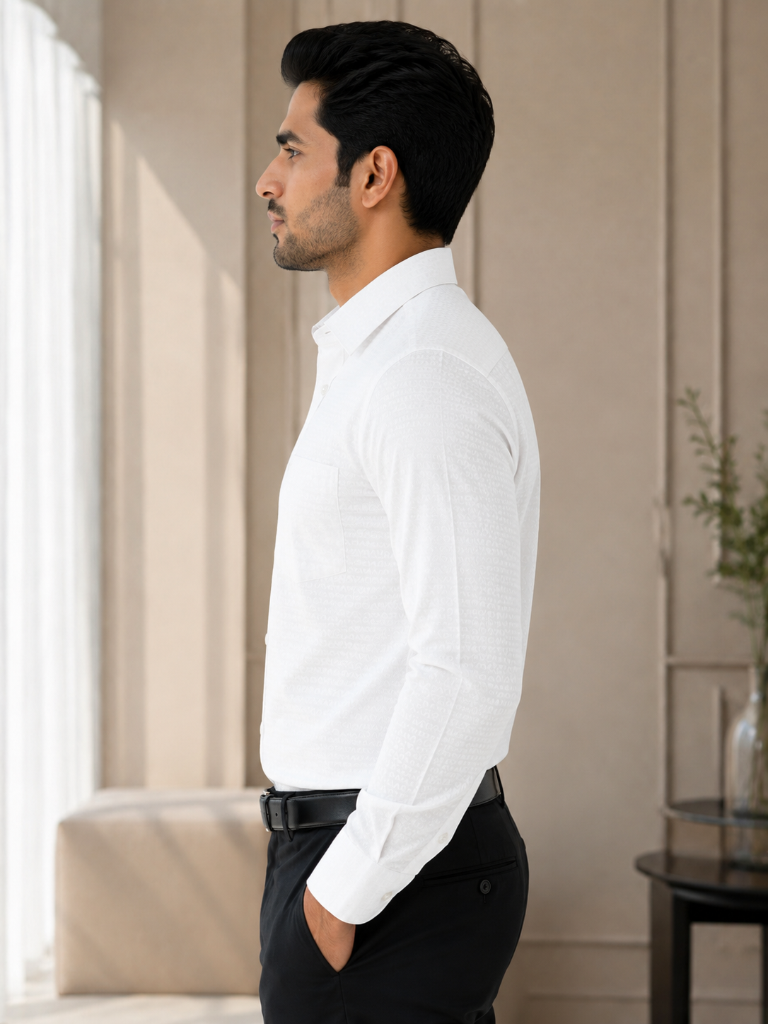 Arctic White Jacquard Formal Shirt