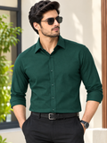Men Olive Solid Formal Shirt