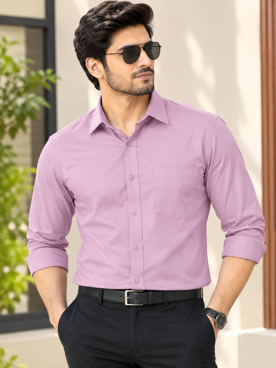 Men lavender formal shirt