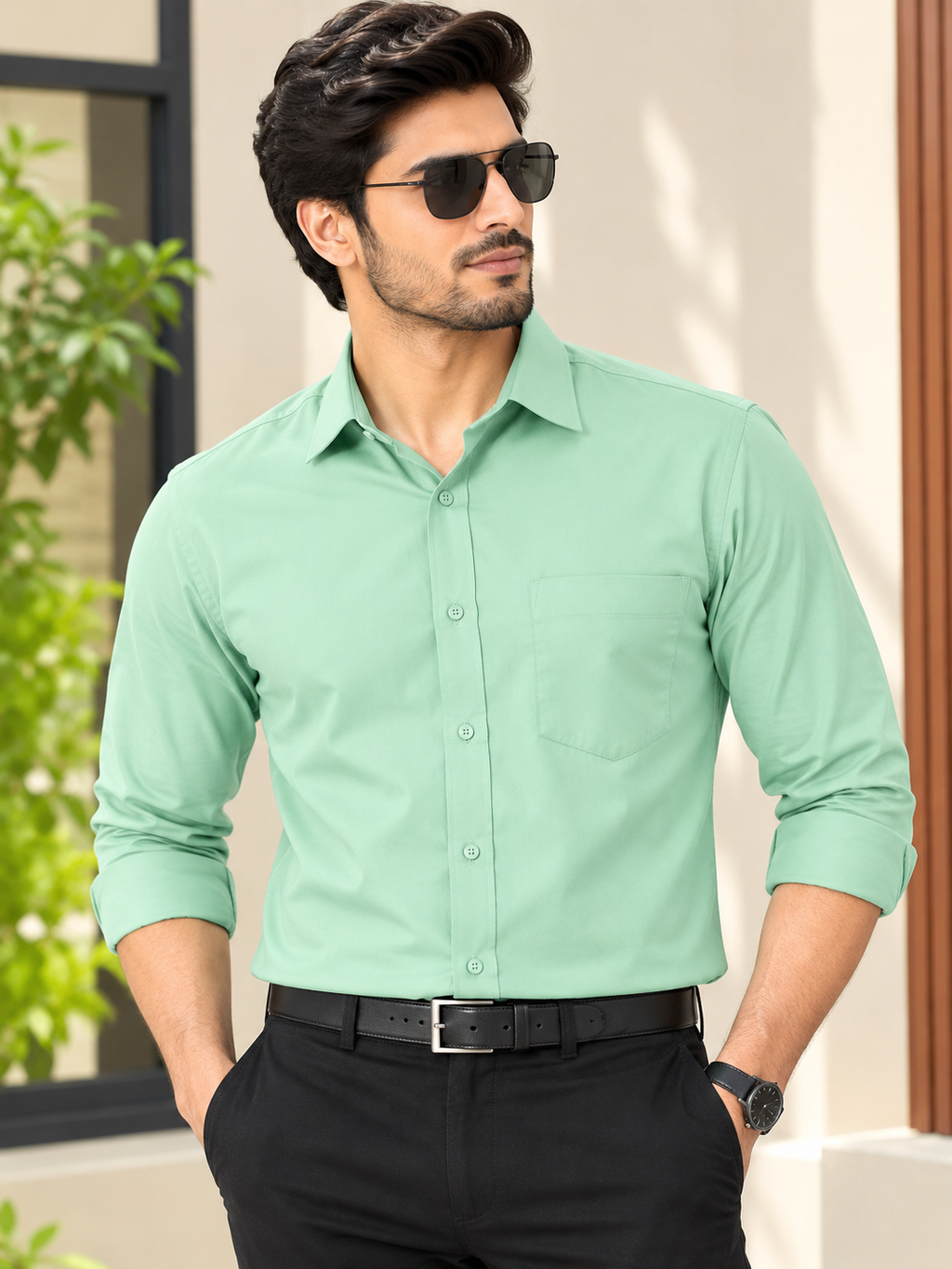 Men mint green Formal Shirt