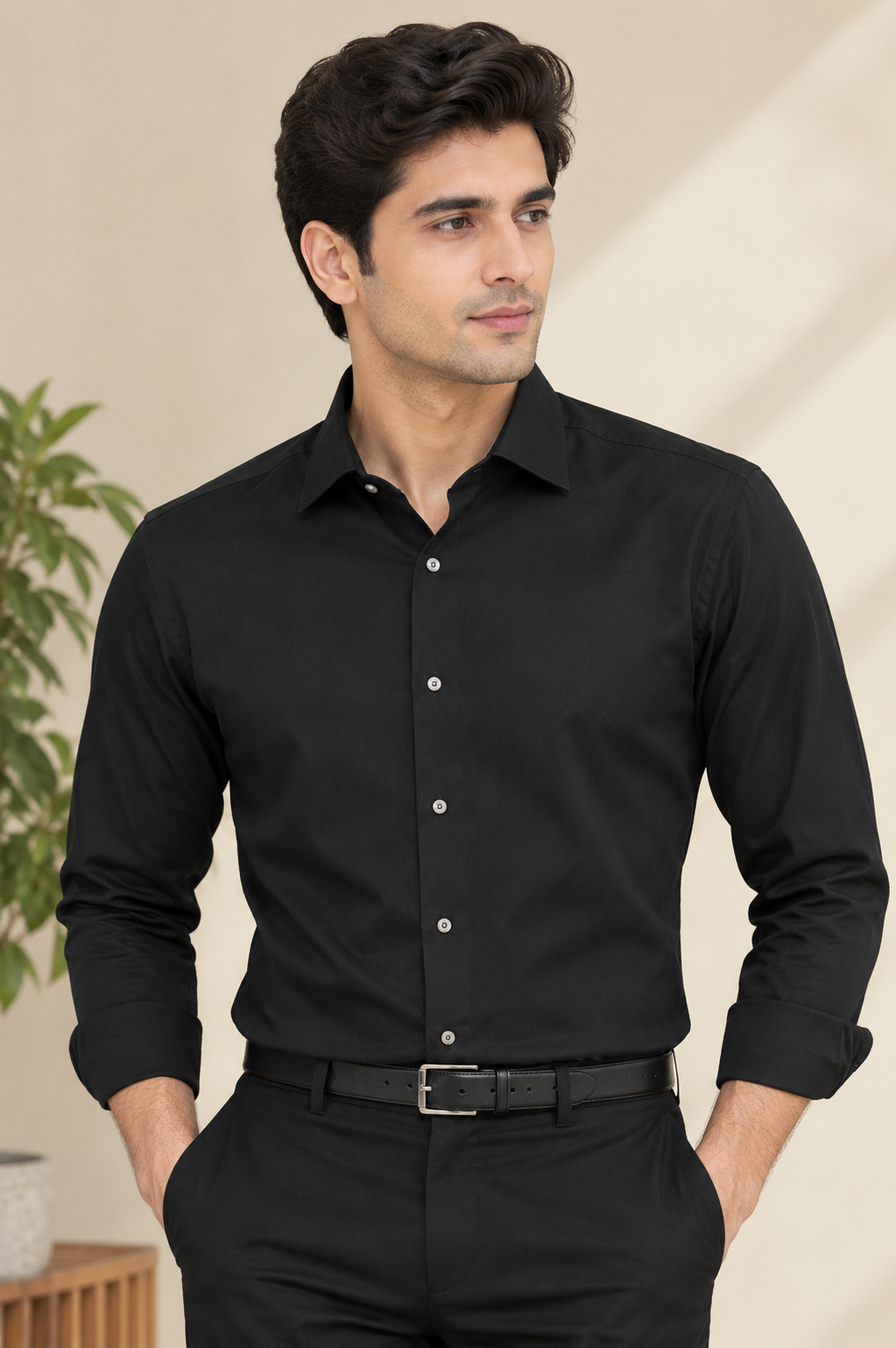 Men Black formal shirt