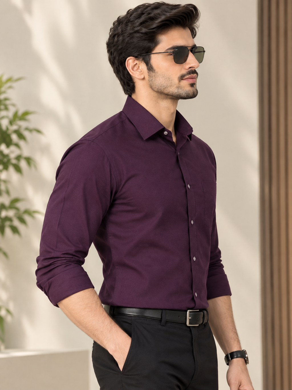 Men purple shirt