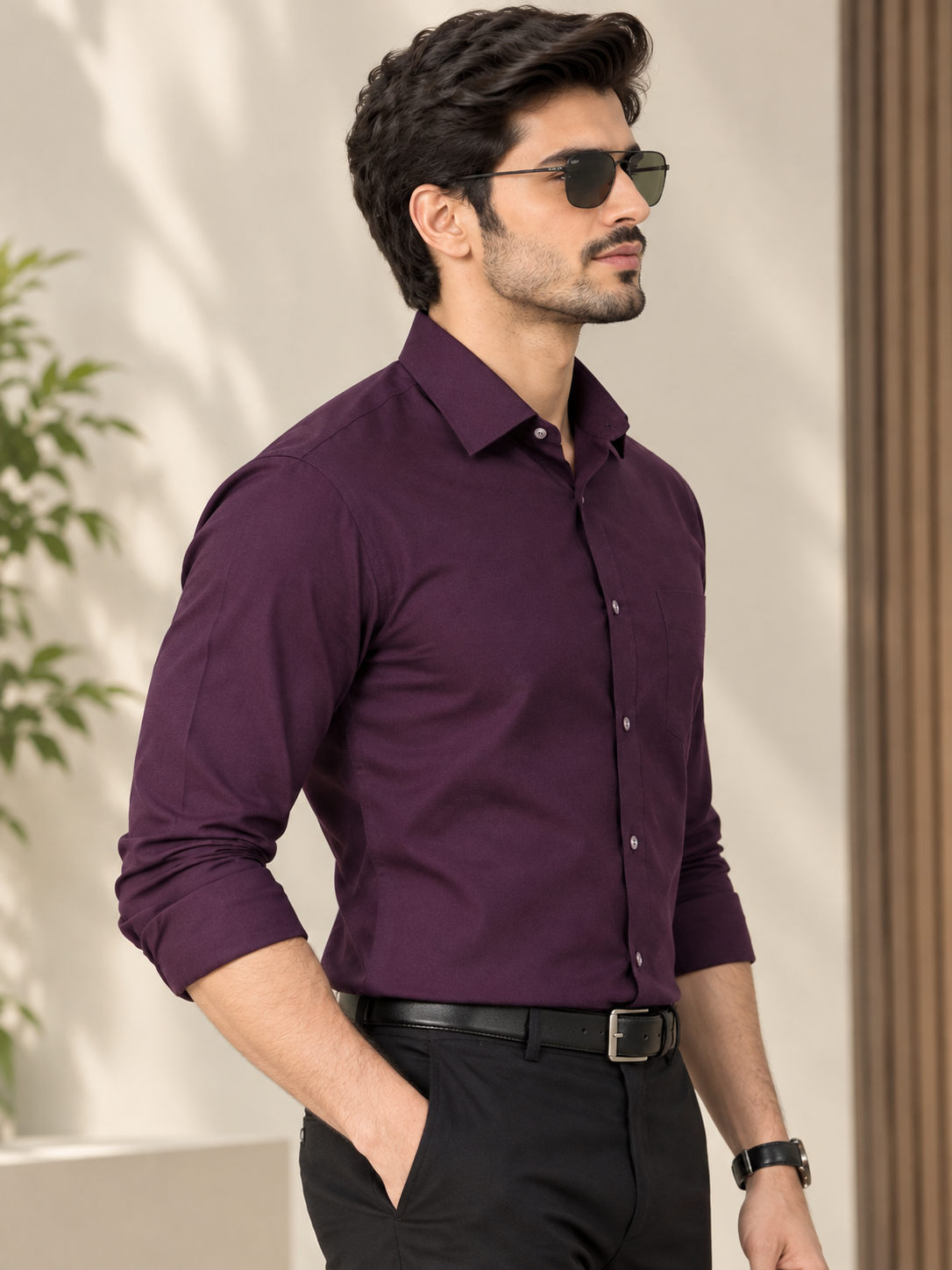 Men purple shirt