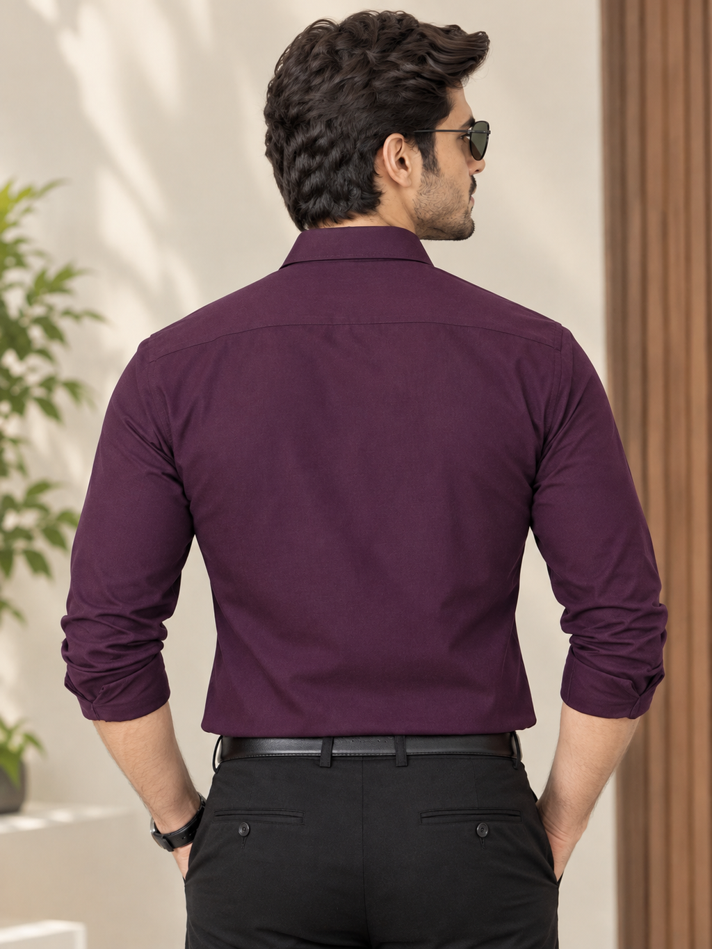 Men purple shirt