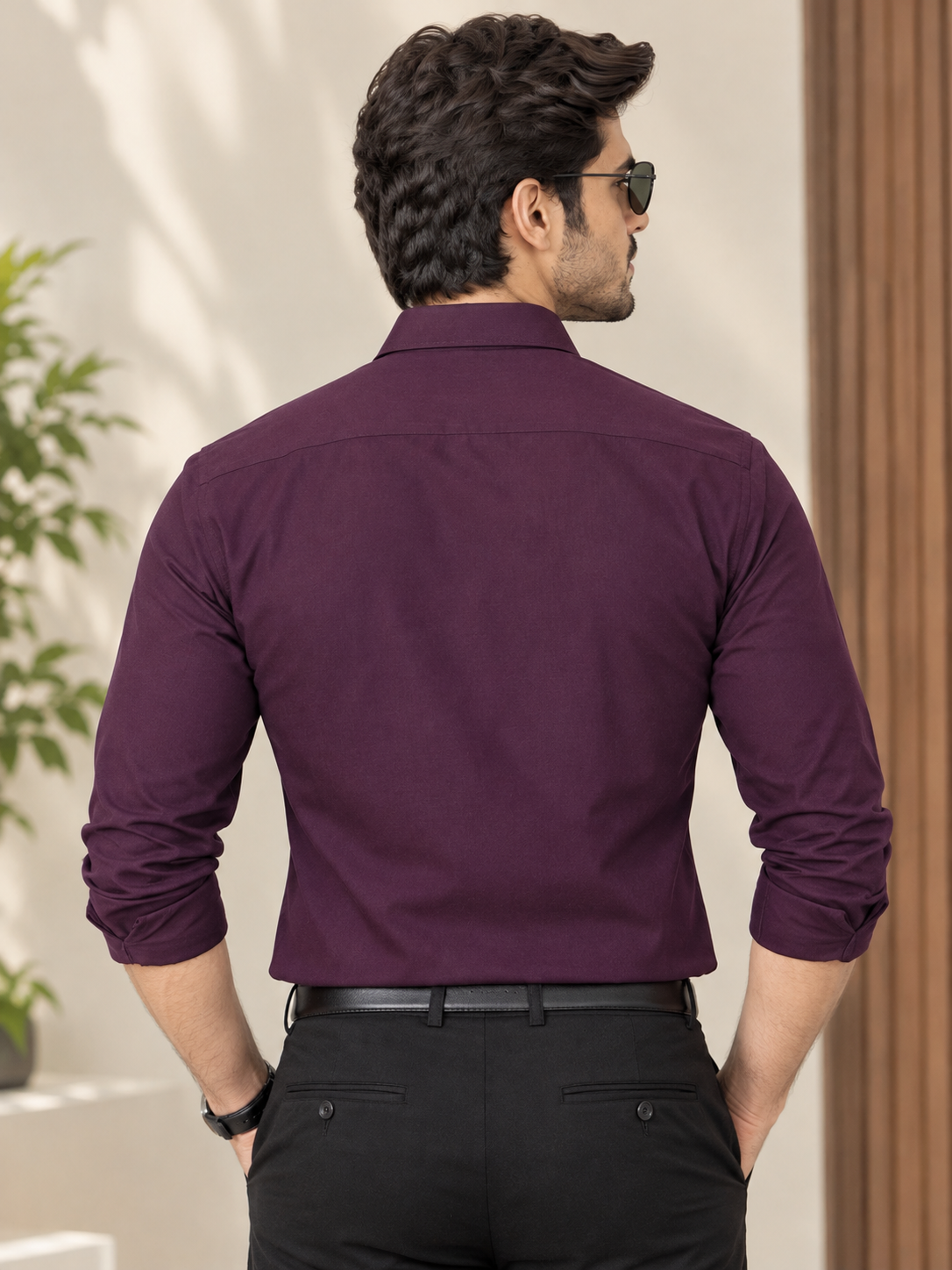 Men purple shirt