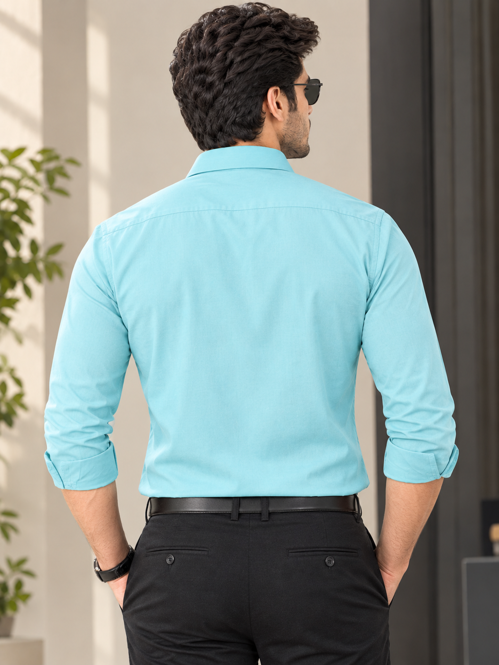 Men classic sky blue formal shirt