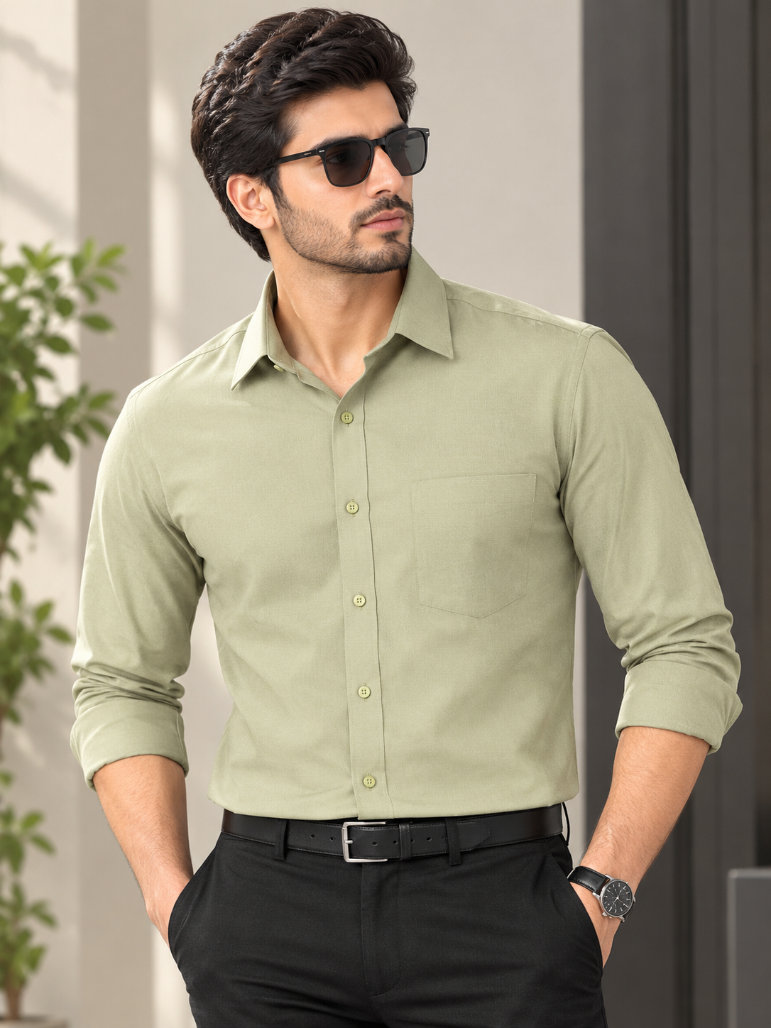 Men Sage Green formal shirt
