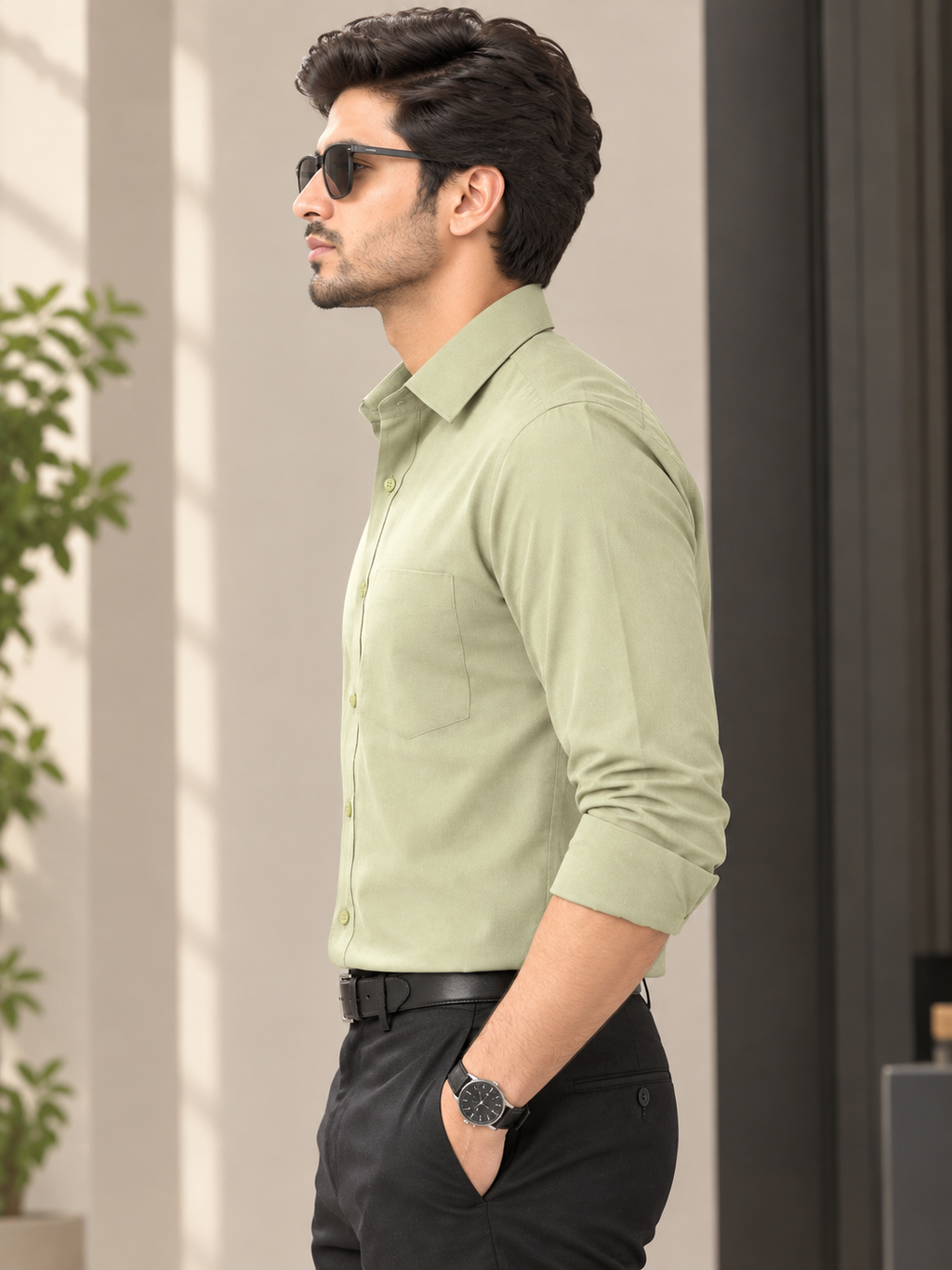 Men Sage Green formal shirt