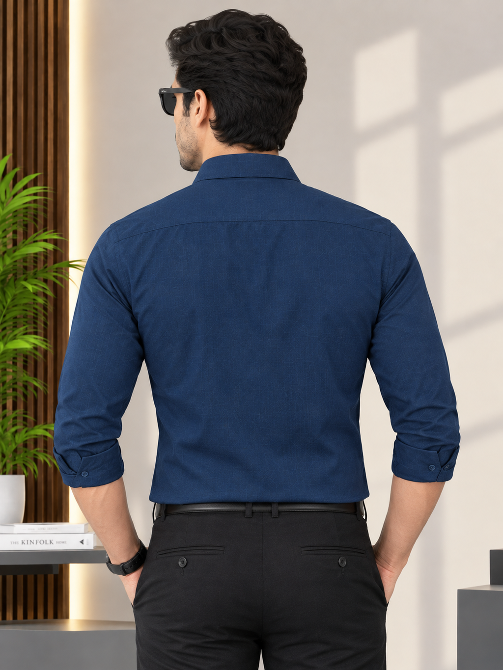 Men navy blue formal Shirt