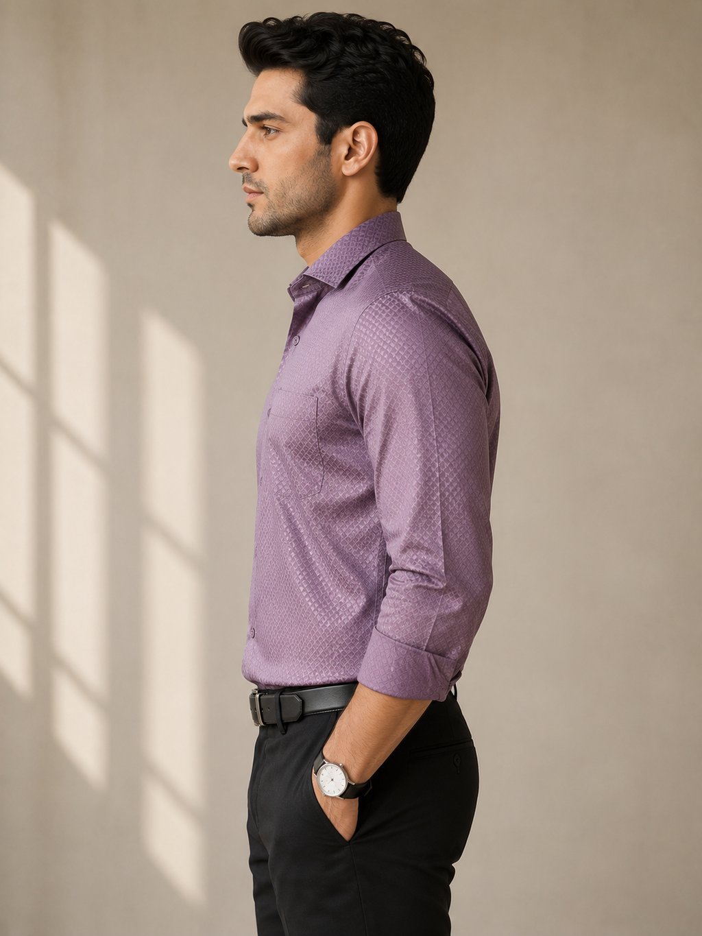 Royal Mauve Micro-Textured Formal Shirt