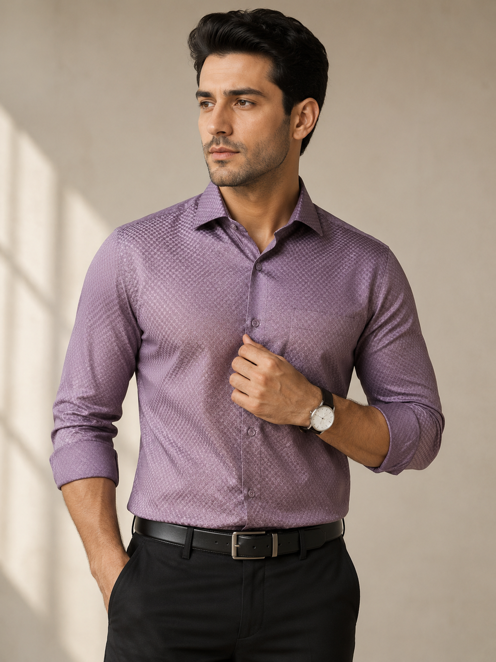 Royal Mauve Micro-Textured Formal Shirt