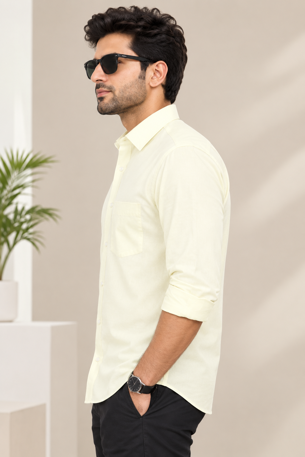Men cream formal shirt