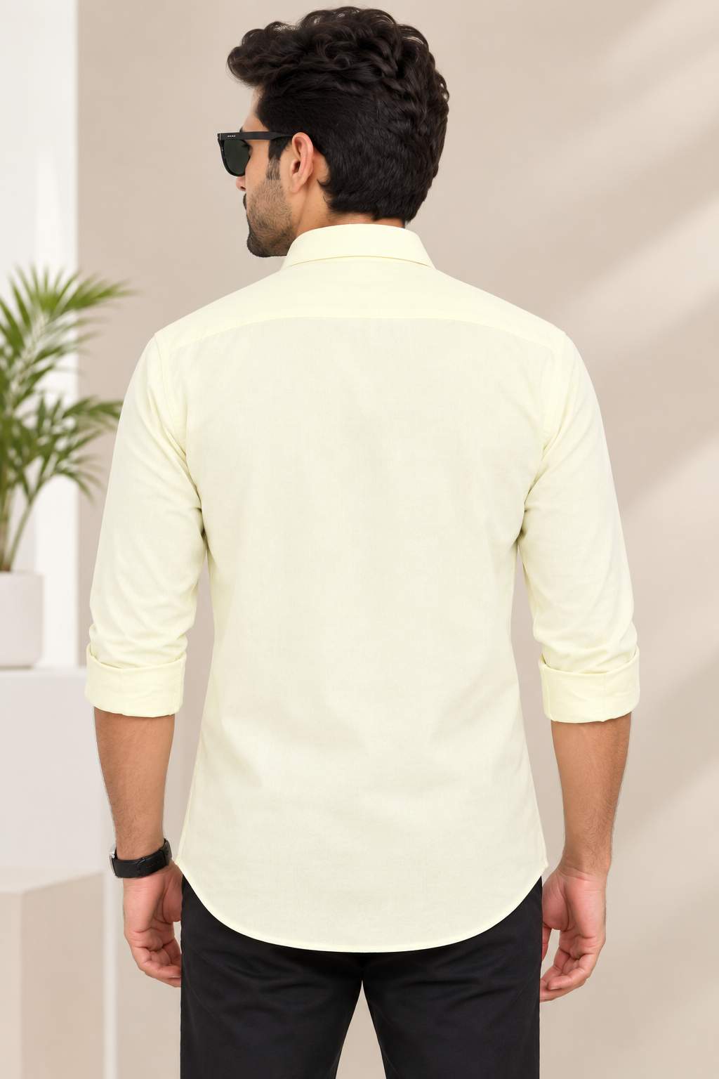 Men cream formal shirt