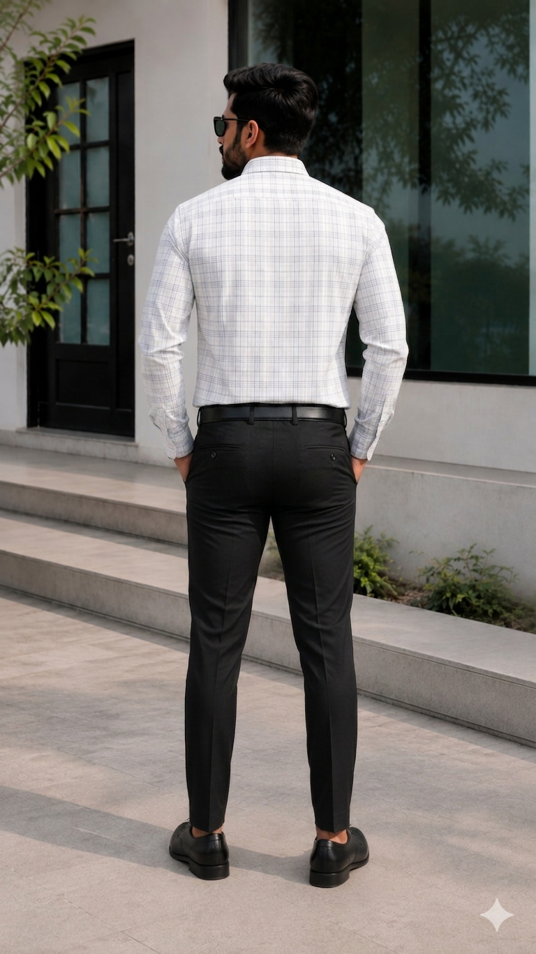 White Checked Casual Cotton Shirt