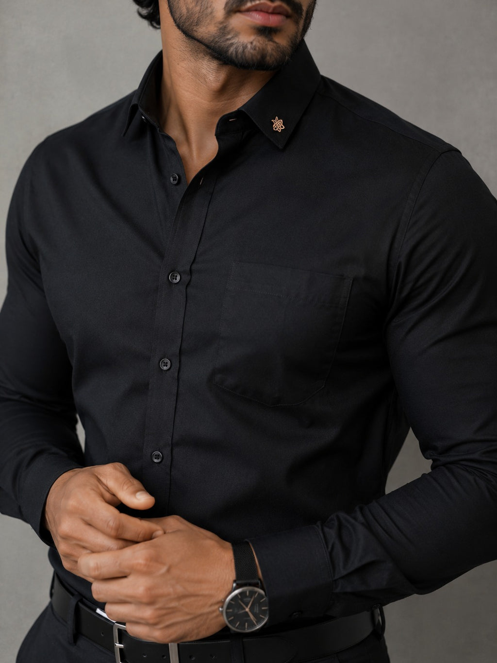 Premium Midnight Black Cotton Shirt