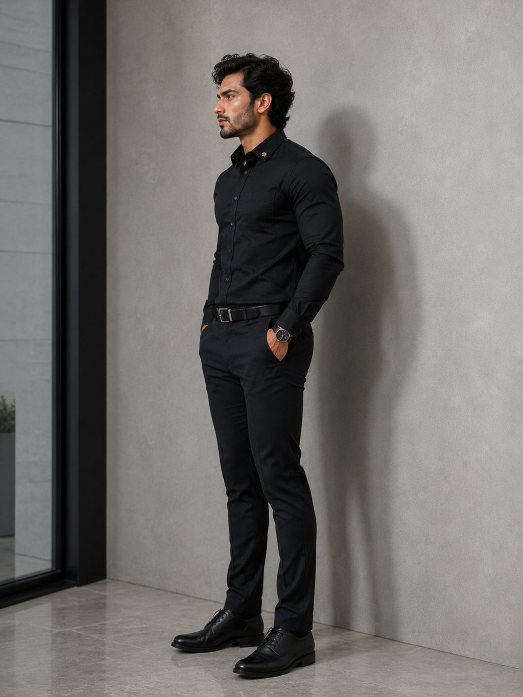 Premium Midnight Black Cotton Shirt
