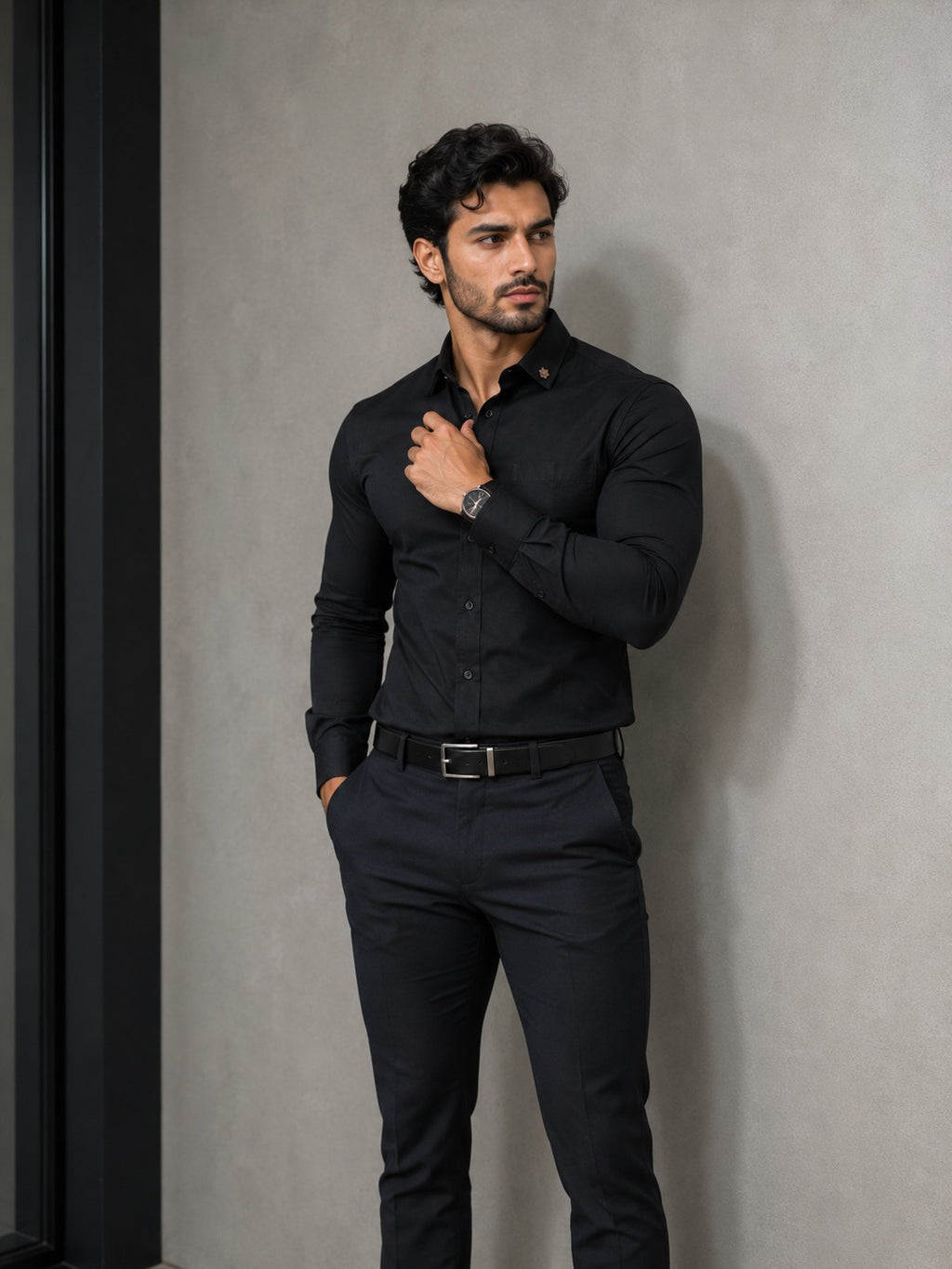 Premium Midnight Black Cotton Shirt