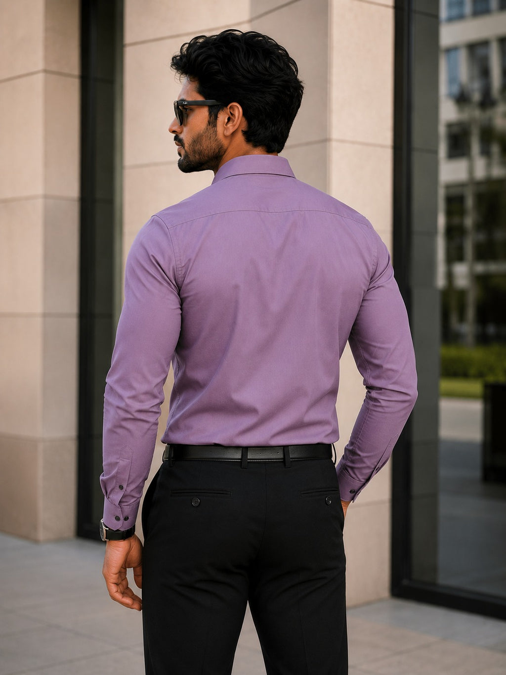 Mauve Solid Casual Cotton Shirt
