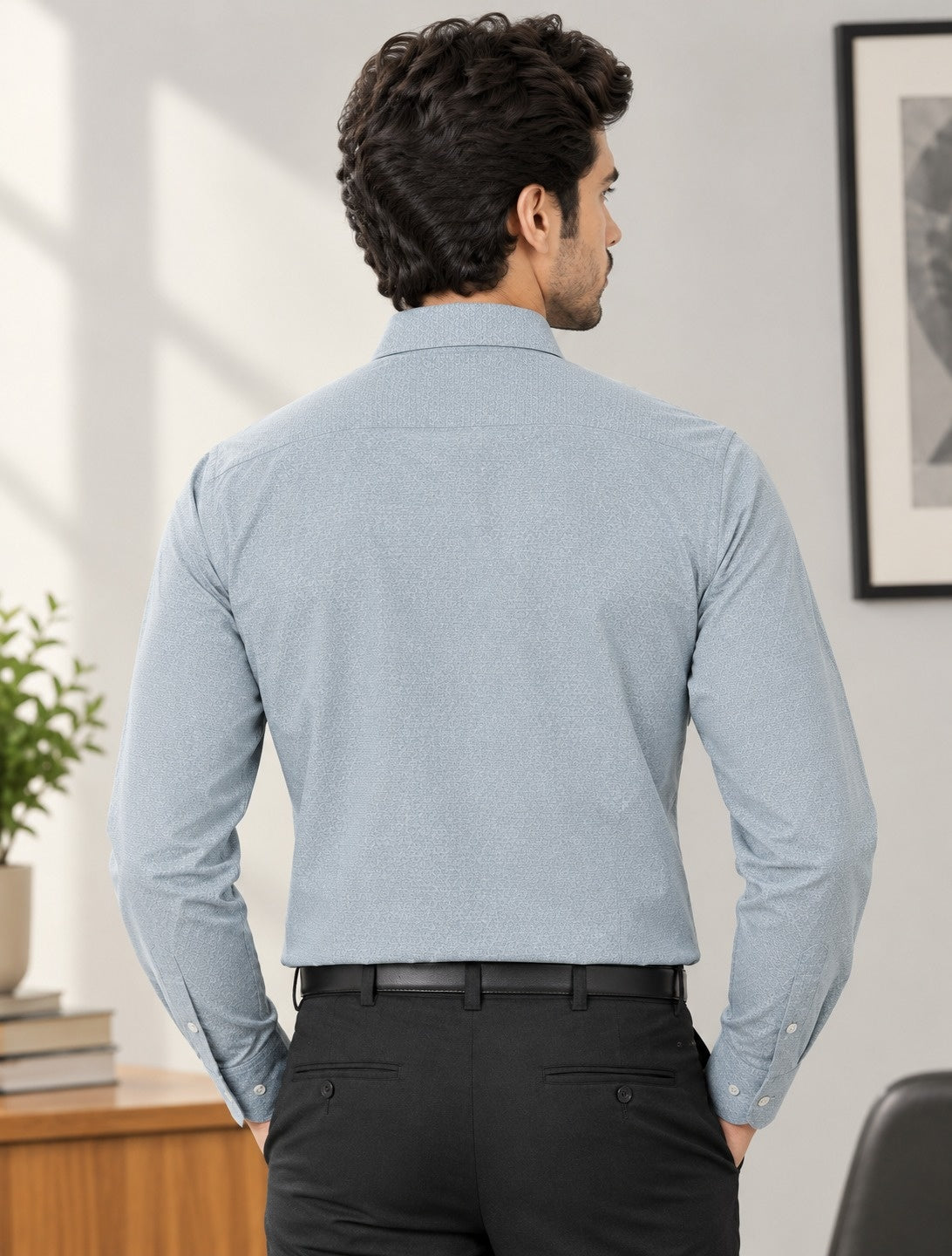 Men’s Premium Textured Formal Shirt – Light Blue