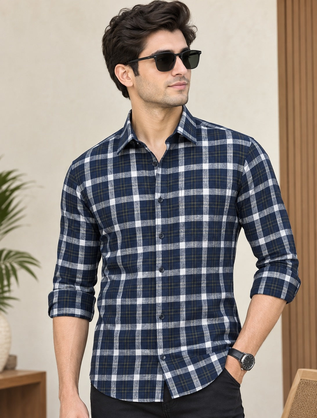 Men Relaxed Checked Casual Shirt