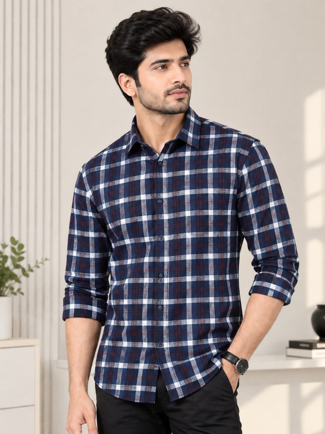 Men Relaxed Checked Casual Shirt