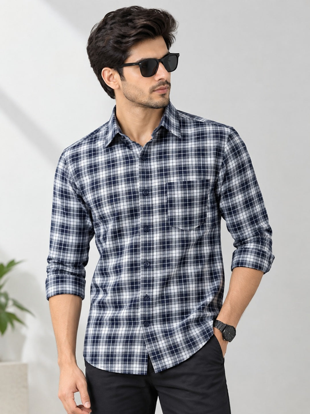 Men Relaxed Checked Shirt