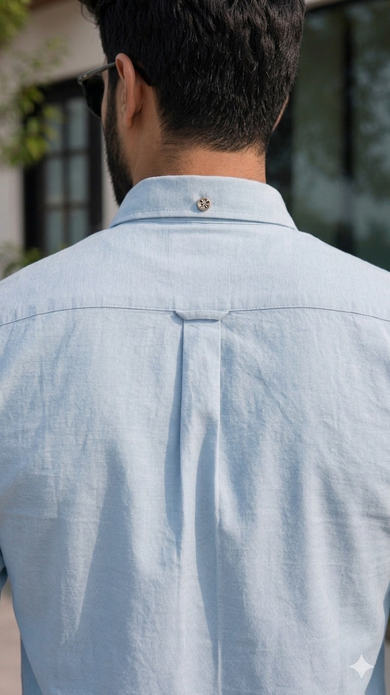 Sky Blue Solid Casual Shirt